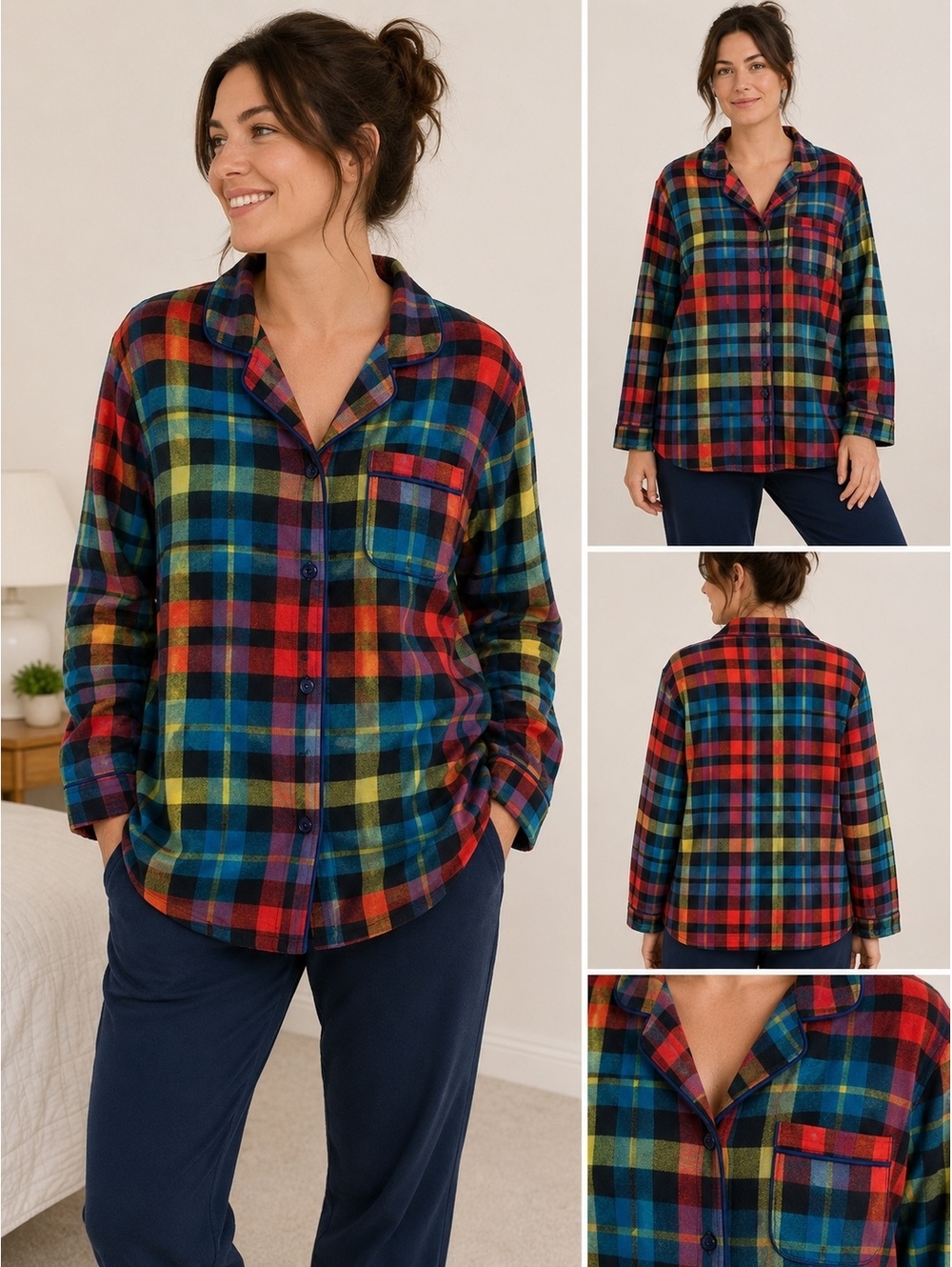 Hanna Andersson Women’s XXL Plaid Flannel Pajama Top Multicolor Button Up